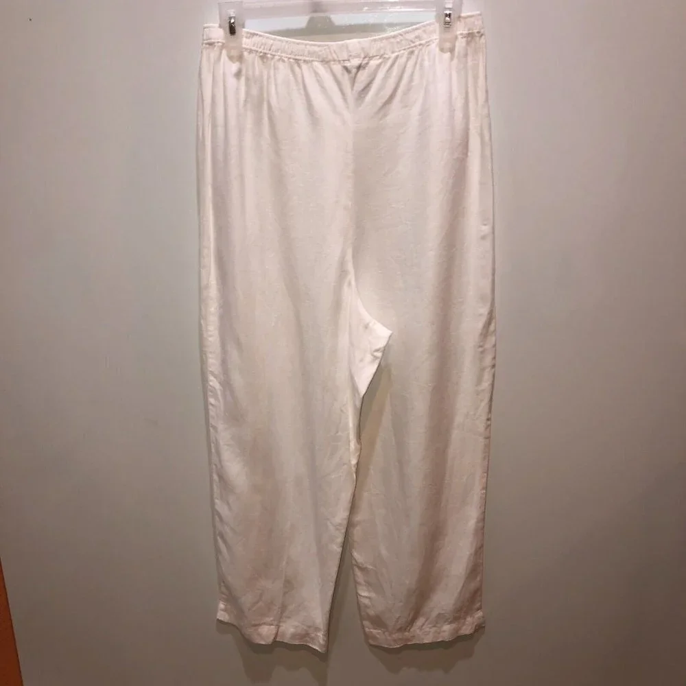 Outfit Petite JPR Womens Large White Linen Elastic Waist Pull On Straight Pants - Picture 7 of 9